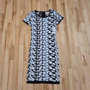 Elegant Black and White Floral Dress Artelier Nicole Miller Size P